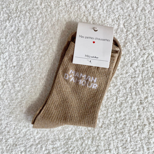 Chaussettes Maman d’amour - Marron