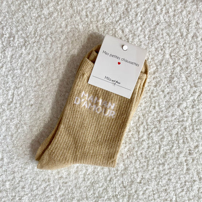 Chaussettes Maman d’amour - Beige