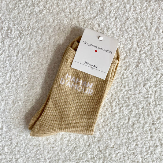 Chaussettes Maman d’amour - Beige
