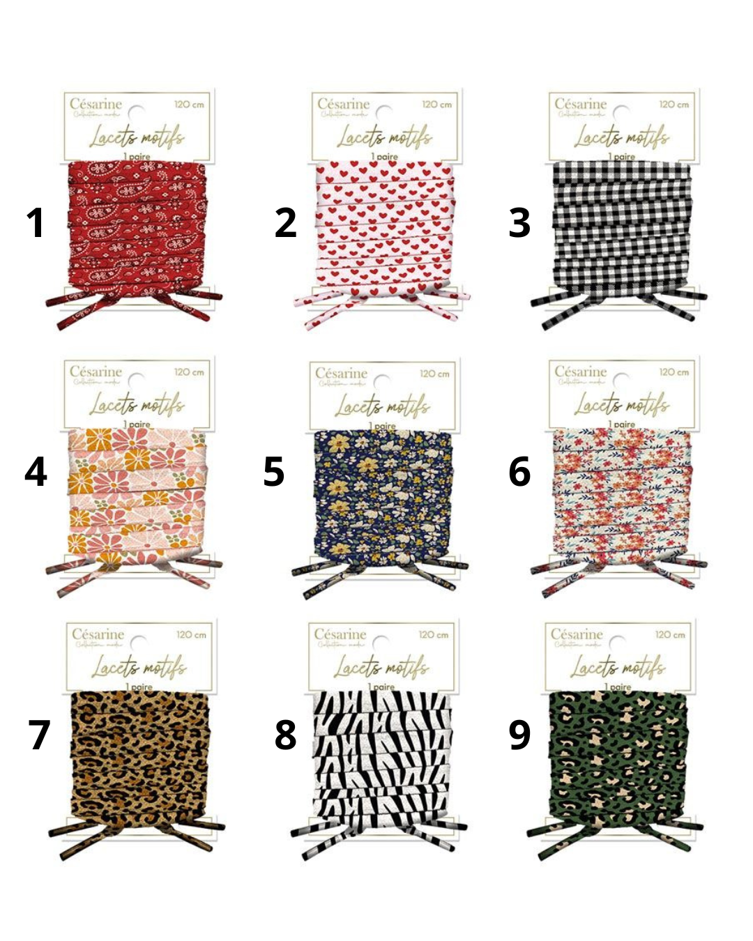 Lacets motifs 120cm (1paire)