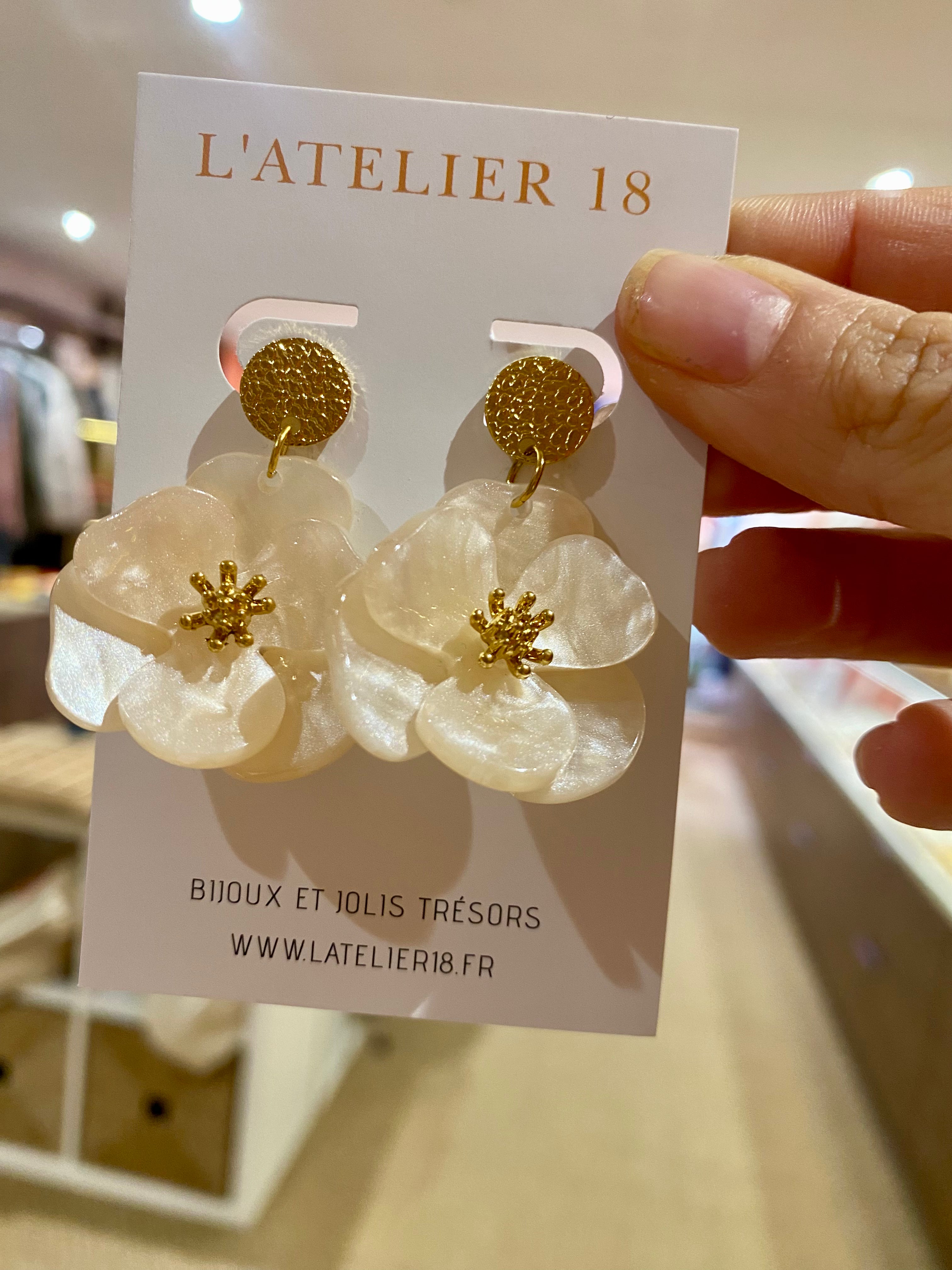 Boucles d'oreilles Méline - Beige marbré