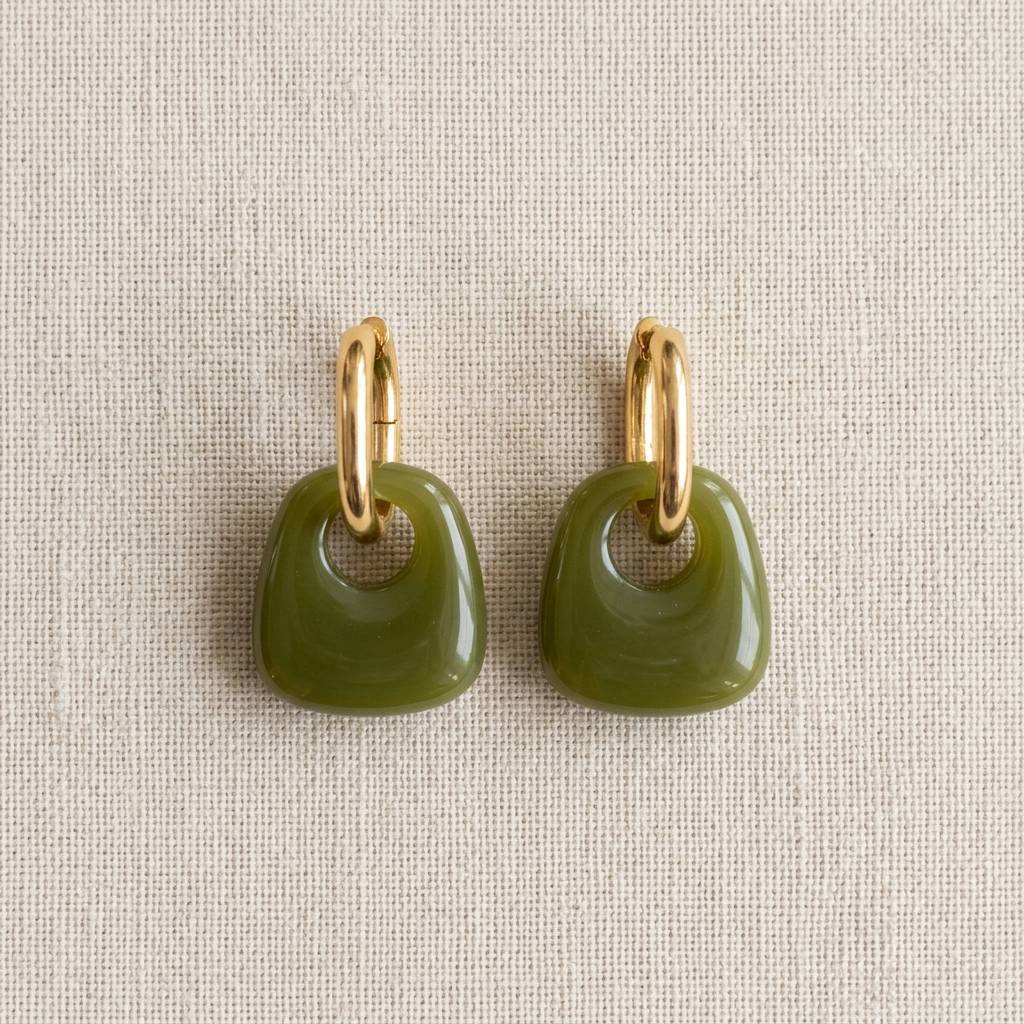 Boucles d'oreilles Pack Naïs - Kaki/ambre/noir