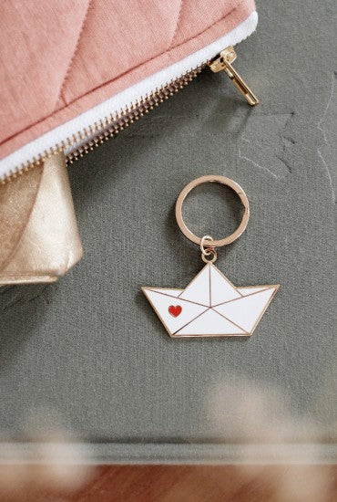 Porte-clés émaillé Bateau origami